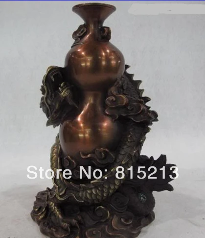 Bi00696 8 Китайский Королевский дворец медная бронза фэн шуй Дракон шпагат бутылка