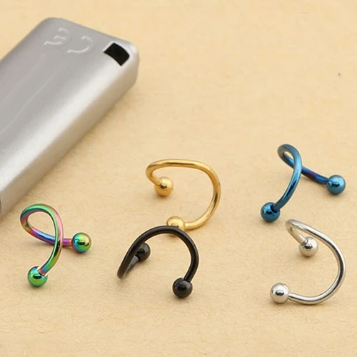 2 шт нержавеющая сталь Спираль Твистер губы нос кольцо тела прокол пирсинг