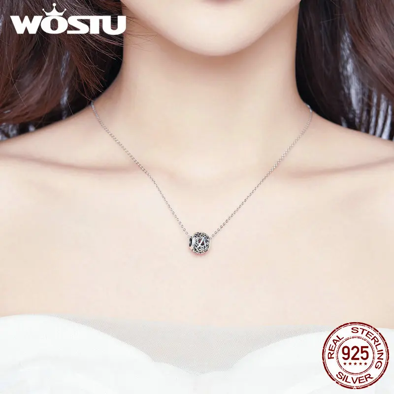 WOSTU 925 пробы бусины с алфавитом серебряный ажурный цветок бисер для оригинального