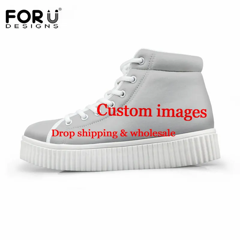 FORUDESIGNS/Для женщин обувь с высоким берцем, визуально увеличивающие рост; туфли на плоской подошве; туфли панк, Череп, принт обувь на платформе; женские повседневные туфли на плоской подошве zapatos mujer - Цвет: customBY