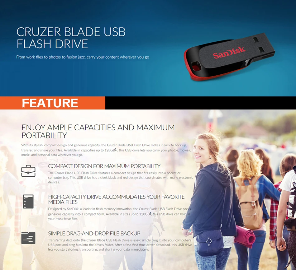 Флеш-накопитель USB SanDisk CRUZER CZ50, USB 2,0, 128 г, 64 г, 32 г, 16 г, 8 г, мини-накопитель, флешка для мобильных телефонов на ПК