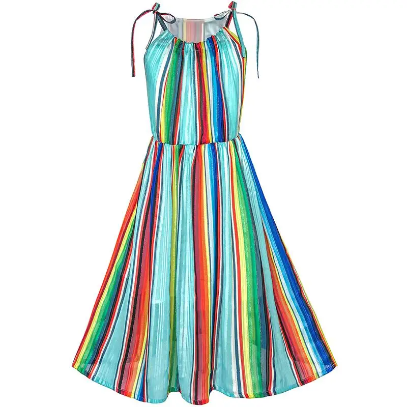 Sunny Fashion платья для девочек платье Шифон Красочный нашивка сверкающий Вечеринка