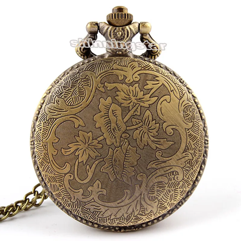 Винтажные бронзовые кварцевые карманные часы с цепочкой милое ожерелье подвеска