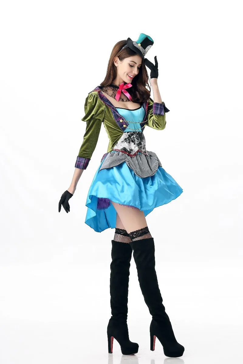 Женский костюм Алисы в стране Wonderland маскарадный Mad Hatter праздничная одежда на