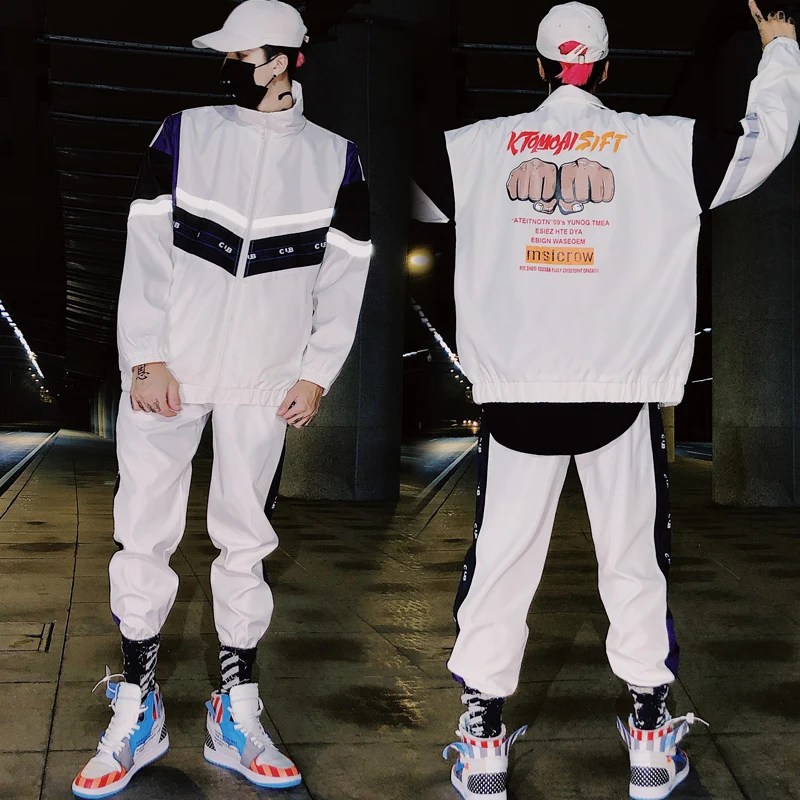 Мужской спортивный костюм в стиле хип хоп комплект из 2 предметов куртка с
