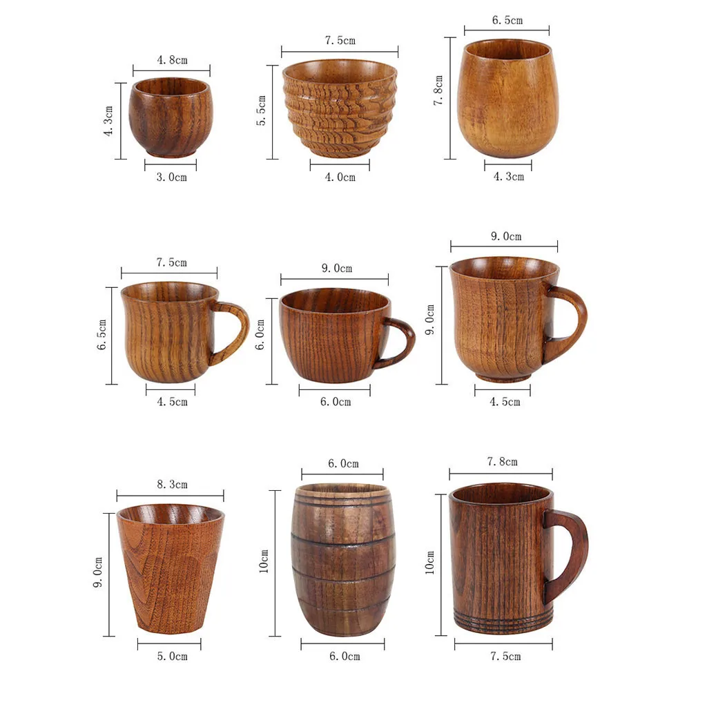 Wooden cup Natural Solid Wood Tea Cup Wooden Wine Coffee Water Drinking Mug Japanese Variety of Style Small Handmade