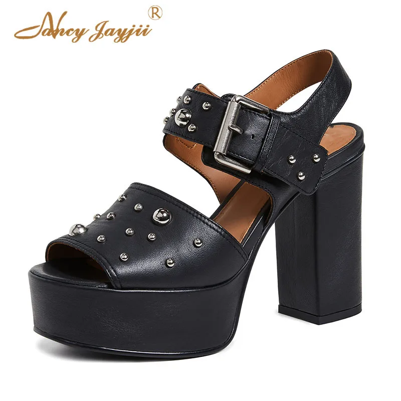 

Женские босоножки в горошек Nancyjayjii, черные босоножки на платформе, с открытым носком, на высоком блочном каблуке, с ремешком на щиколотке, ко...