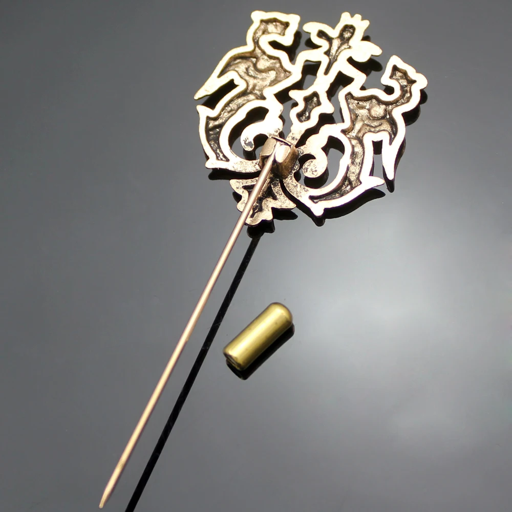 Унисекс золотой двойной обруч с крыльями льва Корона отворот палка булавка