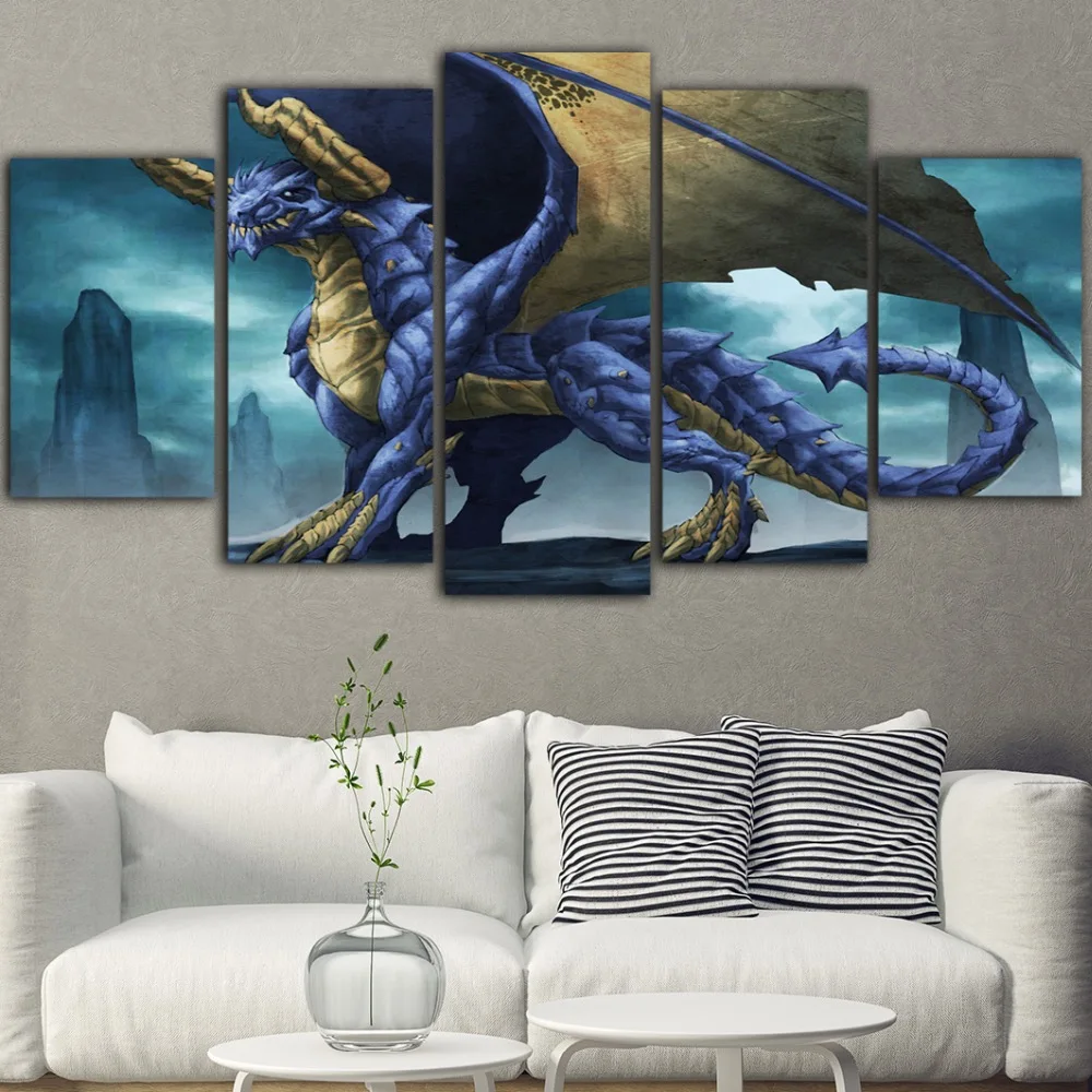 5 Piece Blue Wall Art Nordic Kids Poster Decor Canvas Anime Dragon Ball Picture Prints Tableau Decorativos Drop Shipping | Дом и сад