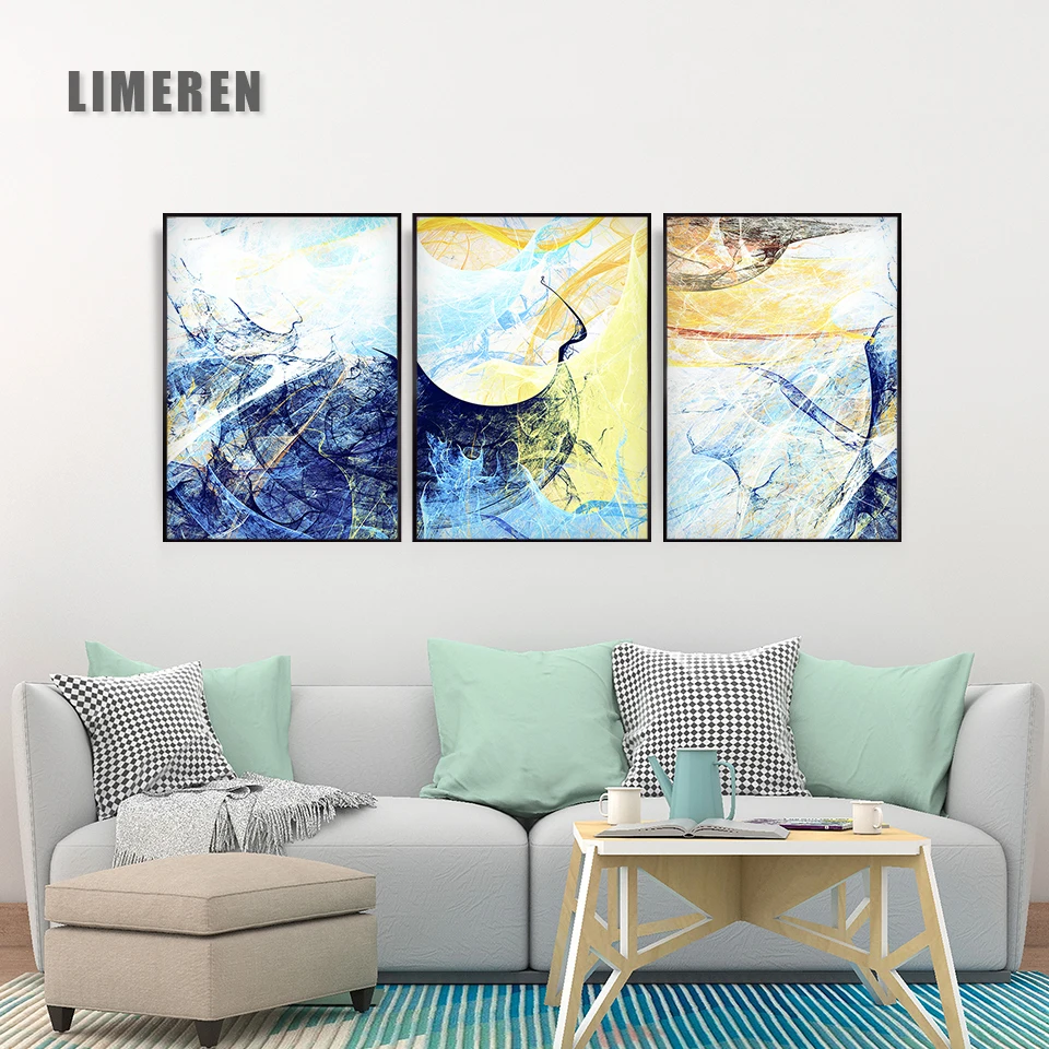 Скандинавский сапфир синий океан море Абстрактная Картина на холсте Настенная