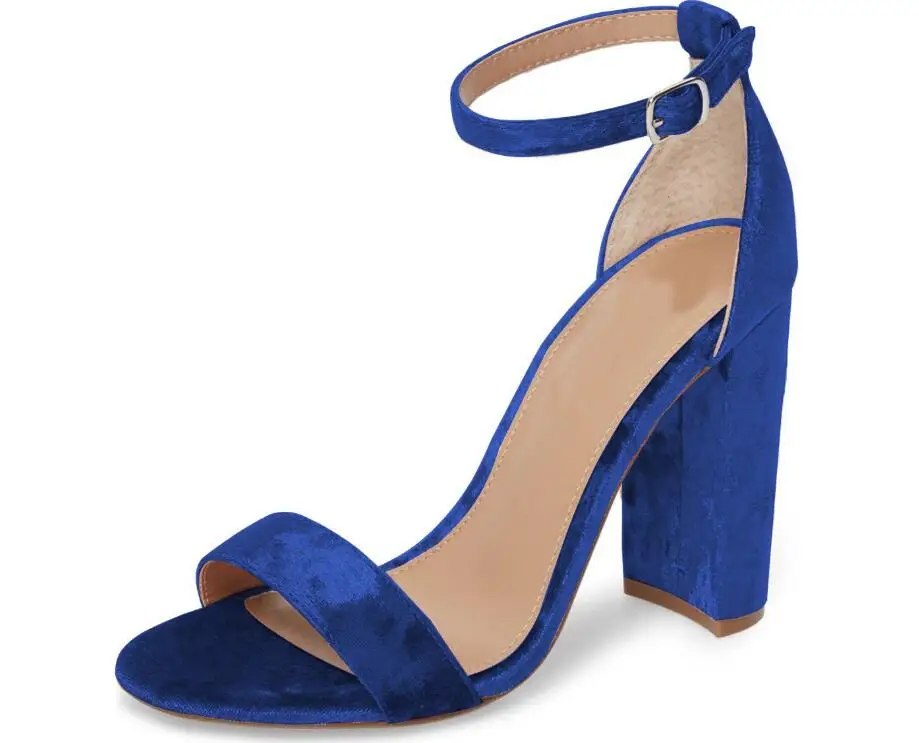 Royal Blue LOVIRS/женские босоножки на высоком массивном каблуке с открытым носком и закрытой пяткой; Модные Классические босоножки с ремешком на щиколотке для отдыха; модельные туфли - Цвет: Royal Blue