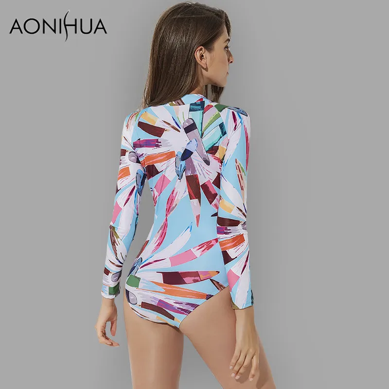 Aonihua 2018 Сексуальная Передняя молния Одна деталь купальник Для женщин высокое