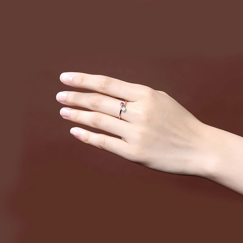 

ANZIW Trendy 2 Round Cut Blue Red Green Sona Rings White Gold Rose Gold Color Women Engagement Silver Anniversary Rings Gifts