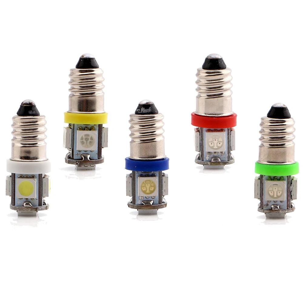 100 шт./лот оптовая продажа супер яркие 10000K E10 5050 5 SMD винтовые светодиодные лампы
