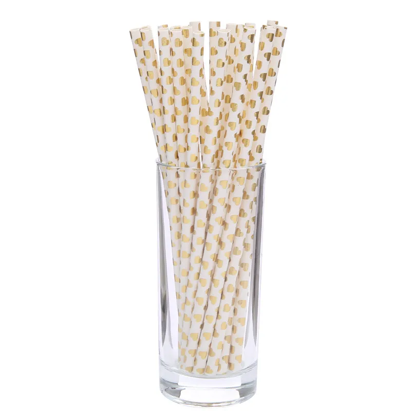 gold heart 25pcs 25 шт/лот горячая штамповка Золотая бумага соломинки Свадебные День Рождения вечерние для украшения детского душа вечерние поставки Дети пользу питьевой соломы - Цвет: gold heart 25pcs