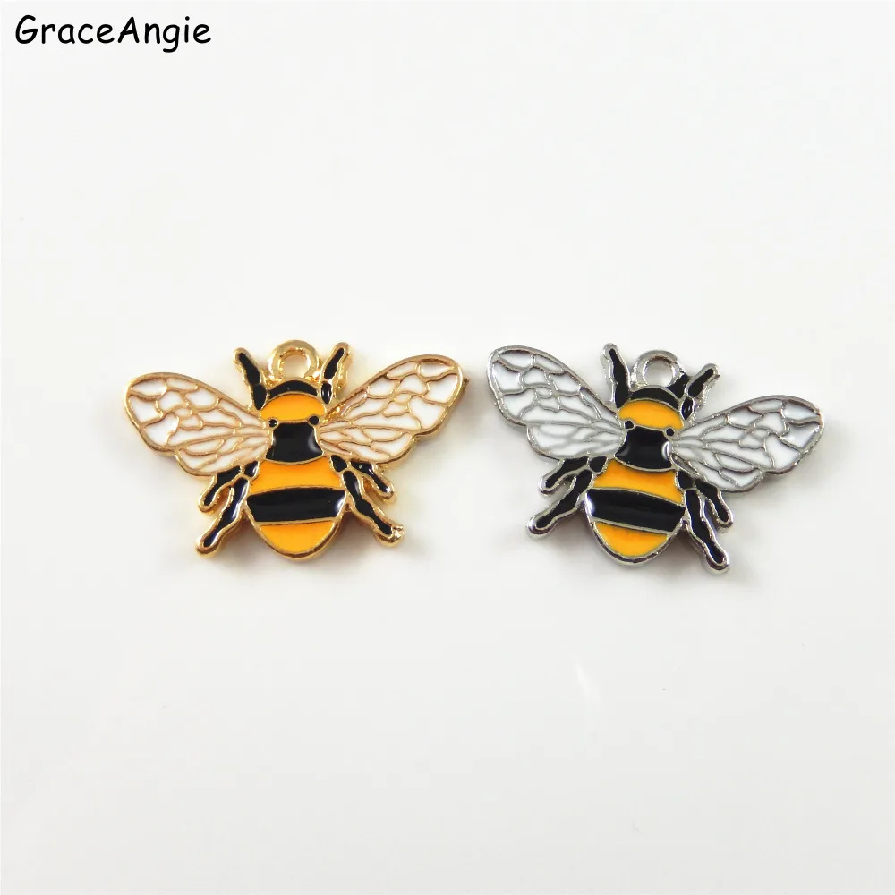 Graceangie 8 шт. цинковый сплав пчела Форма Талисманы Цепочки и ожерелья подвеска Творческий цвета: золотистый, Серебристый браслет ручной работы DIY Jewelry Интимные аксессуары