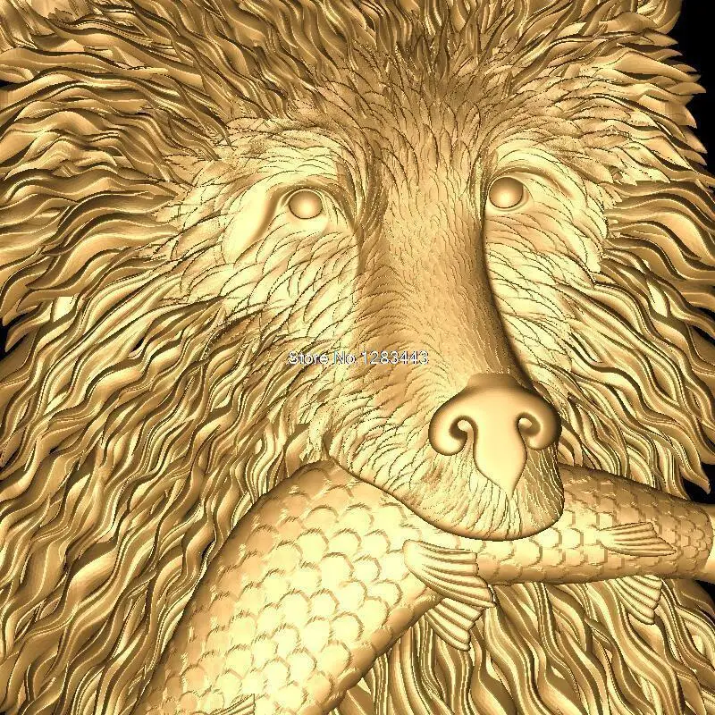 Медведь-рыба 3D модель STL рельеф для cnc формат мебели медведь-рыба украшения |