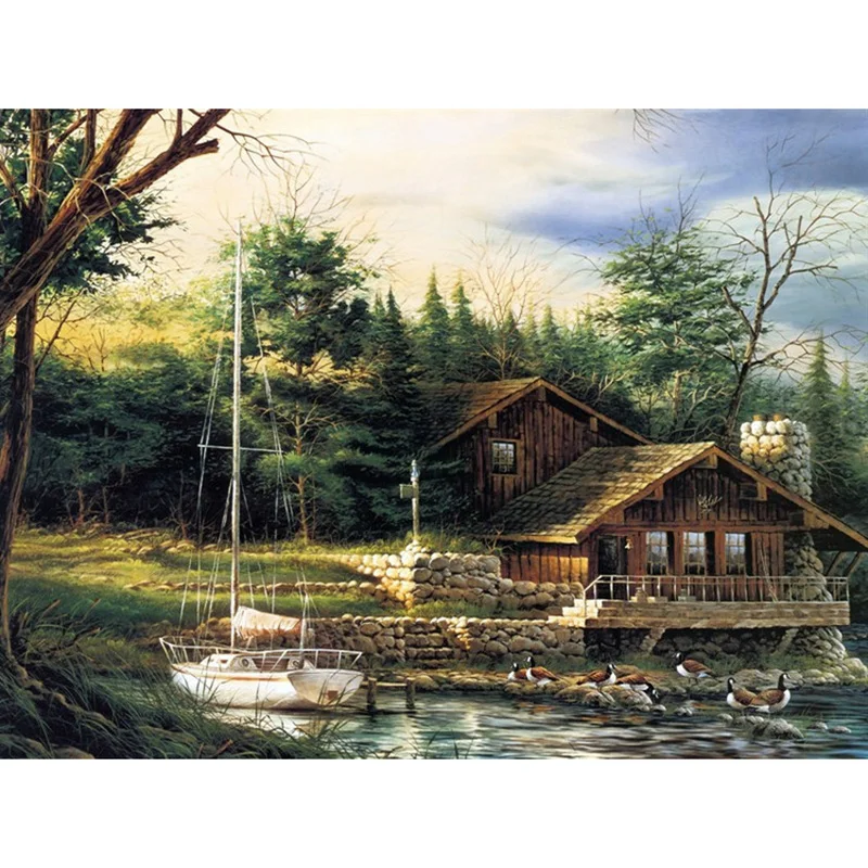 

Full square/Round drill Diamond embroidery Small lake 5D DIY diamond Painting Cross Stitch Rhinestone Mosaic D27