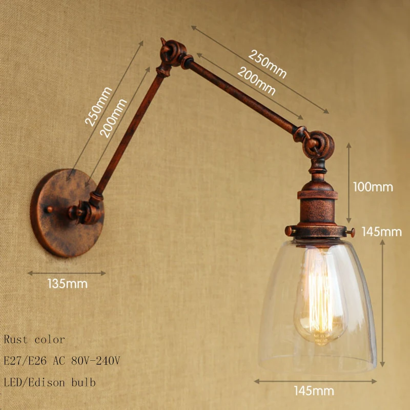 Настенный светильник винтажный для гостиной ресторана бар E27|swing arm|industrial wallindustrial