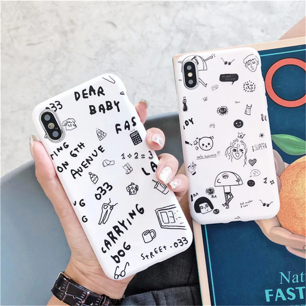 For Huawei P20 Lite Cases Popular Cartoon Abstract Graffiti Couples Silicone Phone Case for Honor 9 10 V10 Play Fundas Capa |