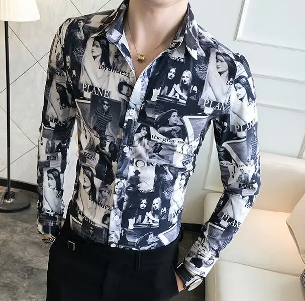 Весенняя Новая модная мужская одежда мужские рубашки с длинными рукавами и