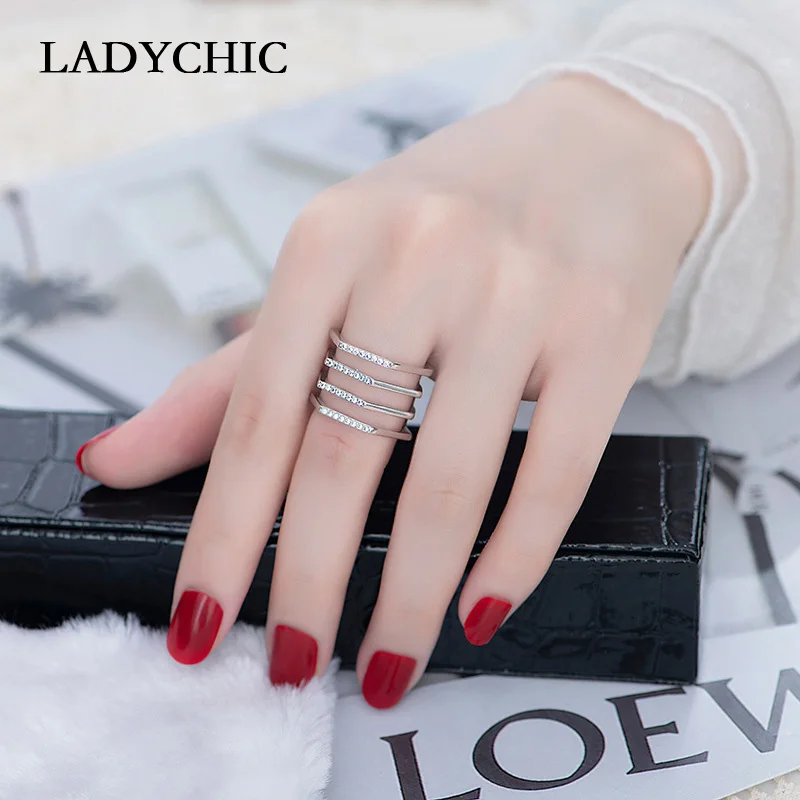 LADYCHIC роскошное розовое золото геометрическое кольцо неправильной формы для