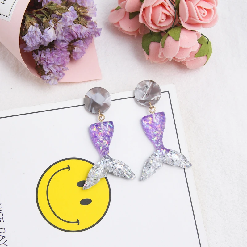 Модные Милые акриловые серьги принцессы русалки для женщин индивидуальный