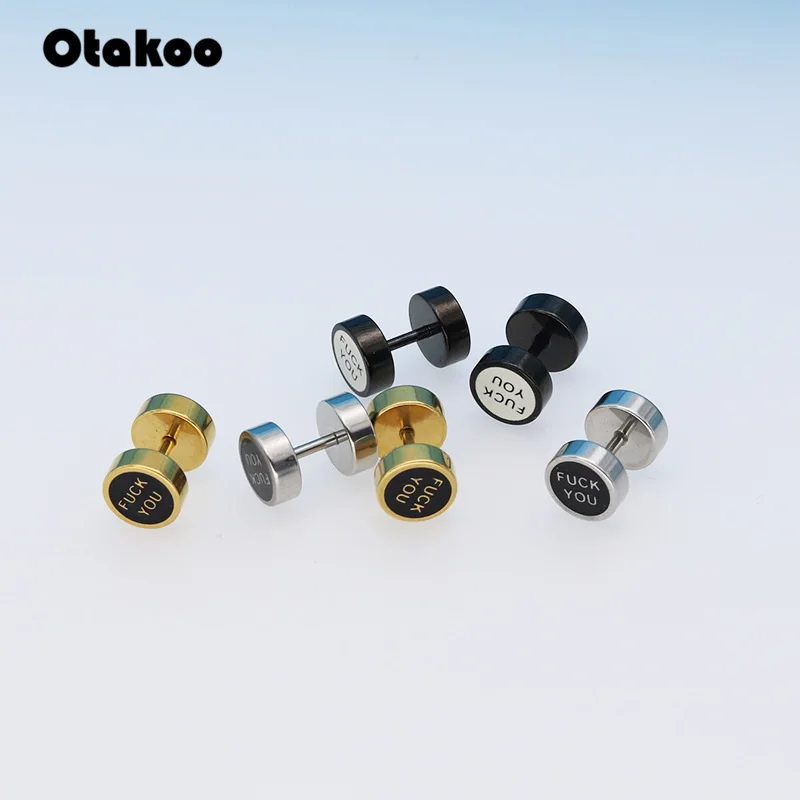 Otakoo унисекс золотые/серебряные штанги из титановой стали мужские серьги в стиле