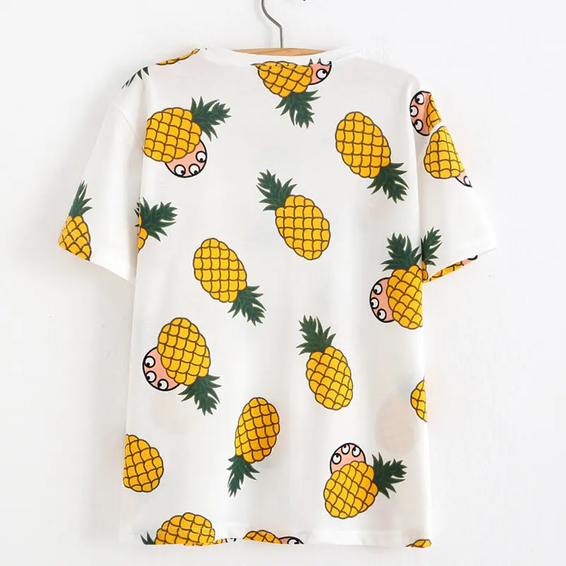 Футболка женская с коротким рукавом и принтом ананасов из хлопка|tshirt women|tshirt styleus