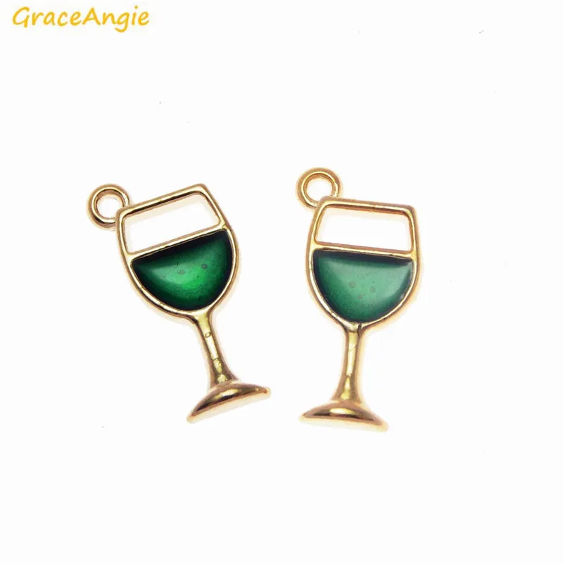 GraceAngie 12 шт Красочные эмаль вина в чашке Кубок Подвеска Шарм для DIY стильные