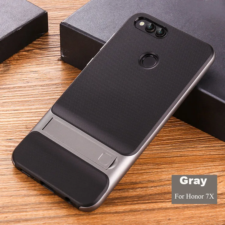 Gray bumper Huawei honor 7X7 X чехол для телефона s противоударный деловой гибридный мягкий силиконовый чехол и жесткий чехол-бампер чехол для huawei honor 7x5,93" - Цвет: Gray bumper