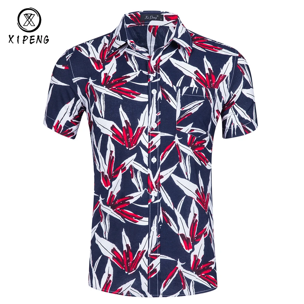 

Brand Hawaiian 2019 Summer New Men Short Sleeve Casual Shirt Men's Beach Hawaii Shirts Men 3D Floral Clothes Europe Size XXL