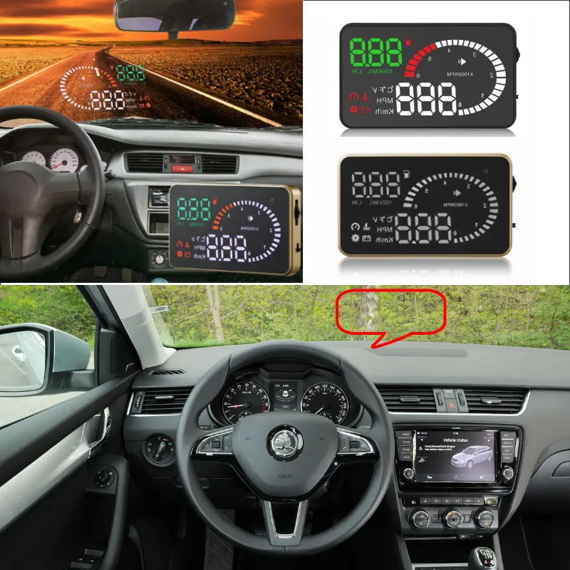 Автомобильный HUD Дисплей для Skoda Octavia/Rapid/Fabia/Yeti/Superb Новый A6 дисплей вириальный