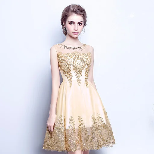 Robe De Soiree, красные, розовые, синие, бисероплетение, кружевные, с разрезом, Короткие вечерние платья для женщин, роскошное вечернее платье, платья для выпускного вечера, robe rouge GF100 - Цвет: Шампанское