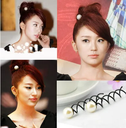 1 шт. Шпилька для волос с имитацией жемчуга|headdress jewelry|pearl spiralhairpin jewelry |