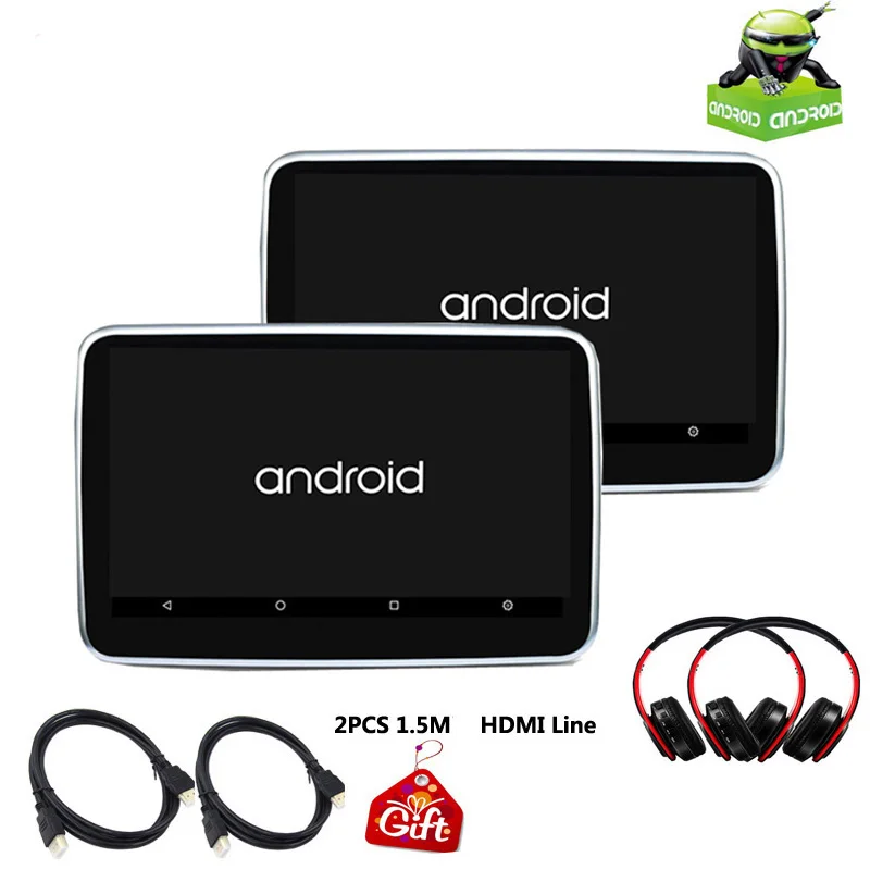 2 monitor 2 headset Автомобильный dvd-плеер Android 6,0 подголовник 10,1 дюймов HD 1080P ips сенсорный экран MP5 Монитор с wifi/HDMI/USB/SD/Bluetooth/fm tv в автомобиле - Цвет: 2 monitor 2 headset