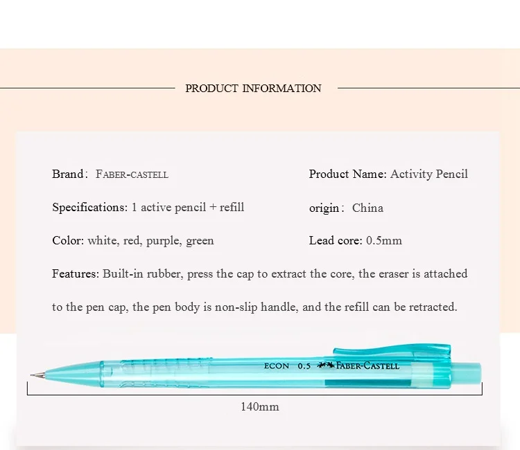 Механический карандаш Faber-Castell, 0,5 мм, свинцовый сердечник, 4 цвета, ручка Traingle, противоскользящий дизайн, для студентов, канцелярские принадлежности