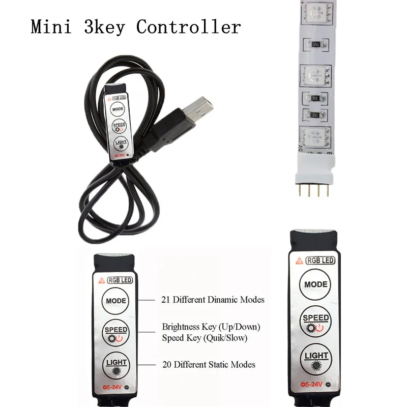 Фото 5 V 24 USB RGB светодиодный пульт дистанционного управления RF ИК 3Key 17Key 24Key диммер 4 Pin 5 V 24 USB RGB светодиодный пульт дистанционного управления RF ИК 3Key 17Key 24Key диммер 4 Pin
