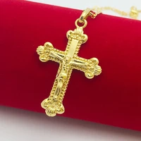 jesus crucifix pendant chain yellow gold filled womens mens cross pendant necklace gift