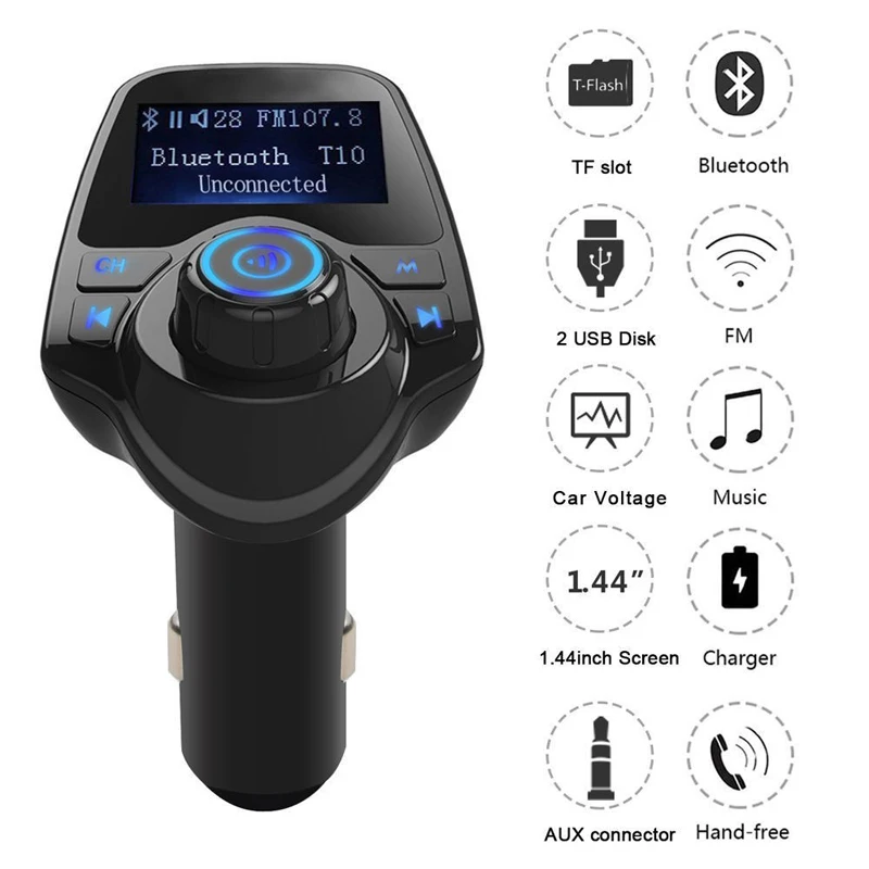 Беспроводной автомобильный mp3-плеер с Bluetooth, автомобильный комплект, fm-передатчик, 5 В, 2.1A, двойное USB Автомобильное зарядное устройство, ЖК-дисплей, автомобильный fm-модулятор