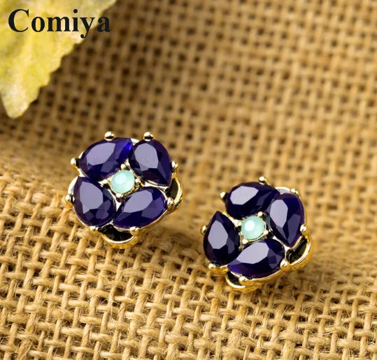 Женские очаровательные синие серьги-гвоздики со стразами Comiya летние ювелирные