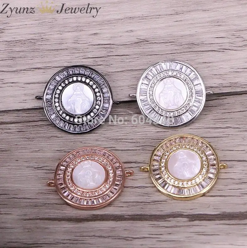 Style 1 mix 10 шт. ZYZ310-2270 белый Иисус/Девы Марии основа жемчужные бусы, CZ микро проложить круглый разъем шариках - Цвет: Style 1 mix
