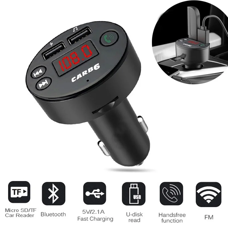 Universal Car Bluetooth FM Transmitter Hand-free MP3 Player USB TF SD Music Playing LCD Display Charger | Мобильные телефоны и