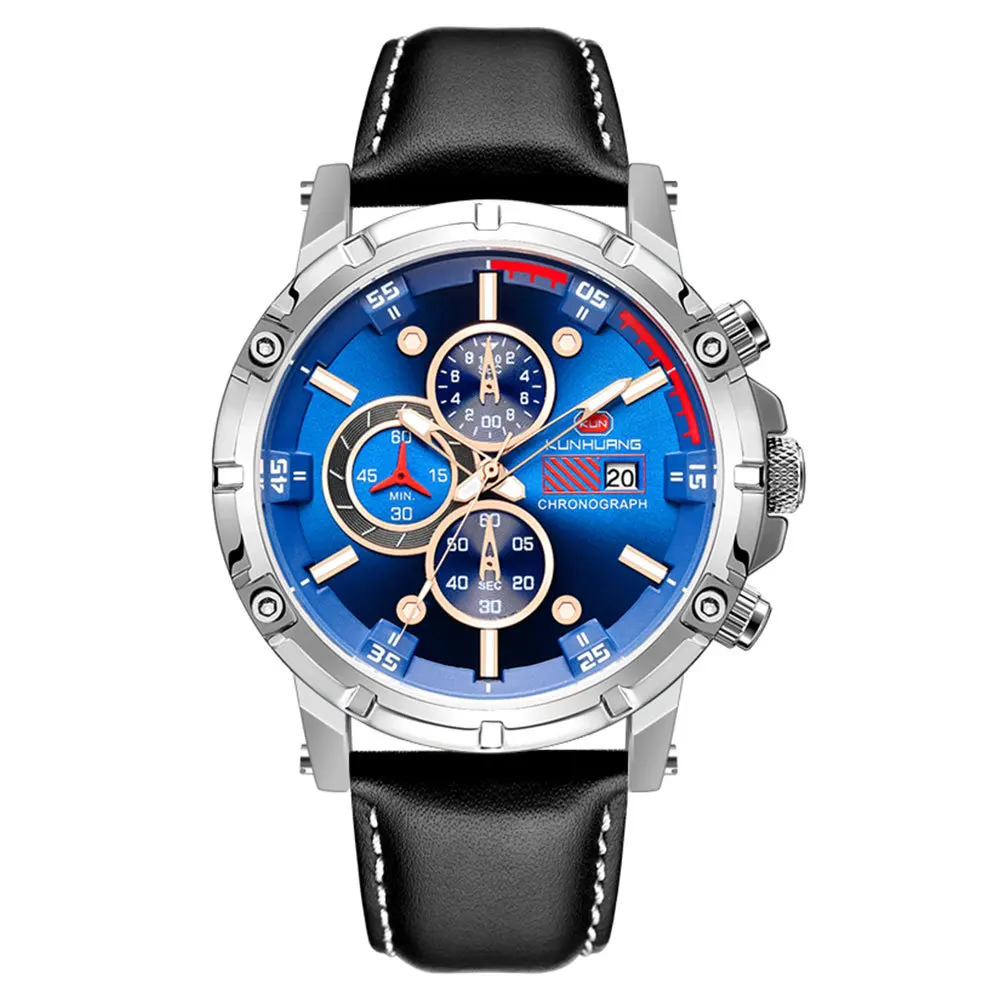 

New Three-eye Six-pin Multi-function Watch Men Sport Watches Waterproof Analog Quartz Date Calendar Clock Casual Wristwatch