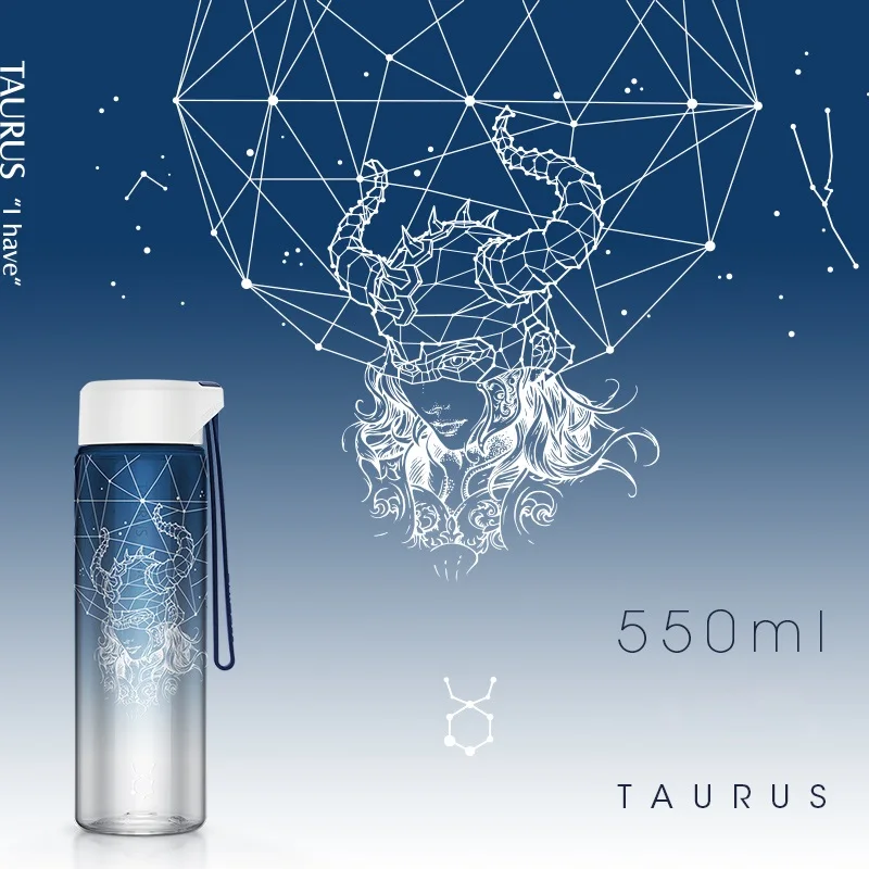 Taurus Unibott 550 мл My Cute Crystal Kids пластиковая бутылка для воды Bpa бесплатно шейкер для протеина Спорт Зодиак открытый напиток Кемпинг Тур путешествия - Цвет: Taurus