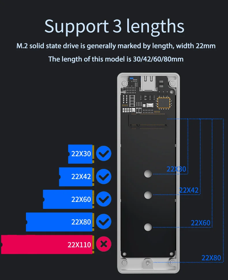Портативный корпус SSD с поддержкой PCIe M.2 nvme корпуса ssd type c 3,1 gen2 10 Гбит/с Высокоскоростная передача жесткого диска