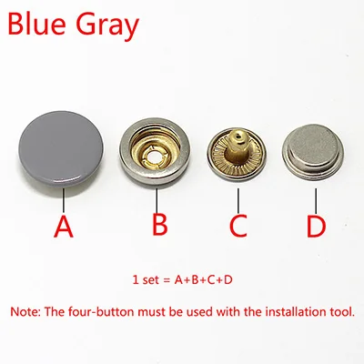 Blue Gray Meetee 30sets 12/15/17/20mm Pure Copper Sanp Button Down Jacket Invisible Button DIY Clothing Sewing Scrapbooking Accessories - Цвет: Blue Gray