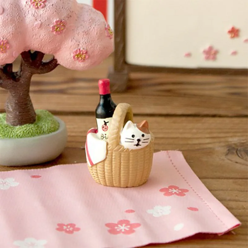 Корзина вино чай декор кошка животные модель миниатюрные модели свадебные