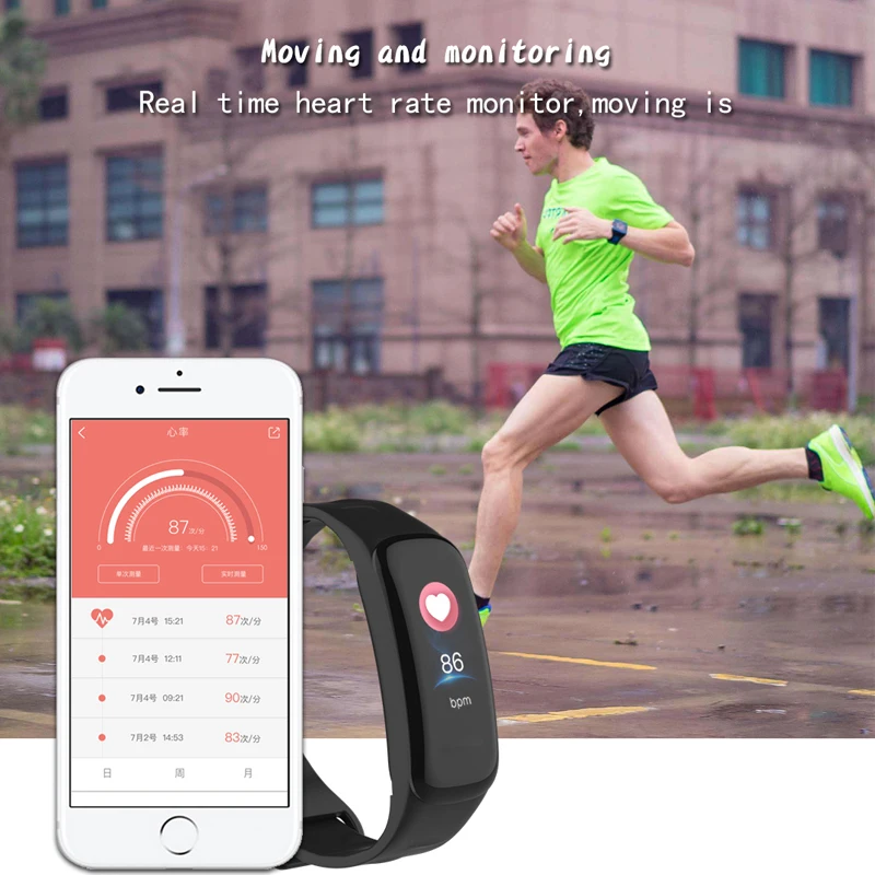 C1 Plus Smart Bracelet Fitness Tracker Waterproof Heart Rate Monitor Blood Pressure Data Storage Music Control Call Rejection | Наручные
