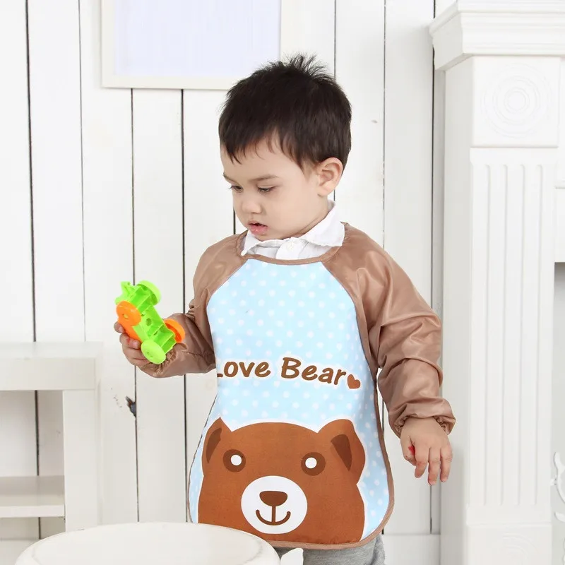 Мультяшные непромокаемые детские нагрудники с длинным рукавом художественный